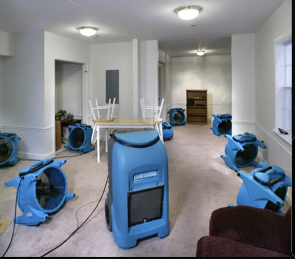 Air movers and dehumidifier setup for Water Extraction & Removal in Hatfield